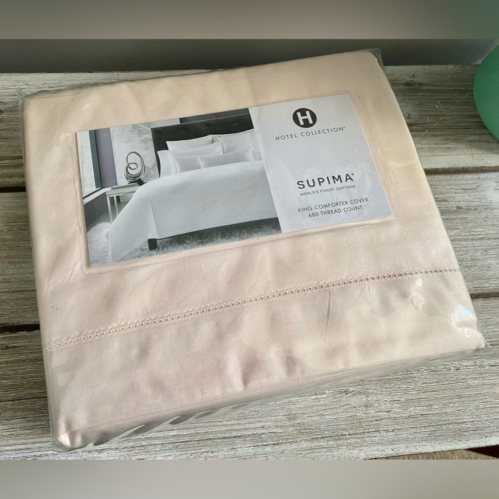 Hotel Collection Supima Cotton 680 Thread Count King Duvet Cover ✨ Pale Pink - Picture 11 of 17